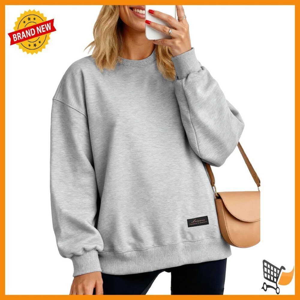 Oversized Crewneck Sweatshirt, Fleece Lined, Recycled Cotton, Fall Winter